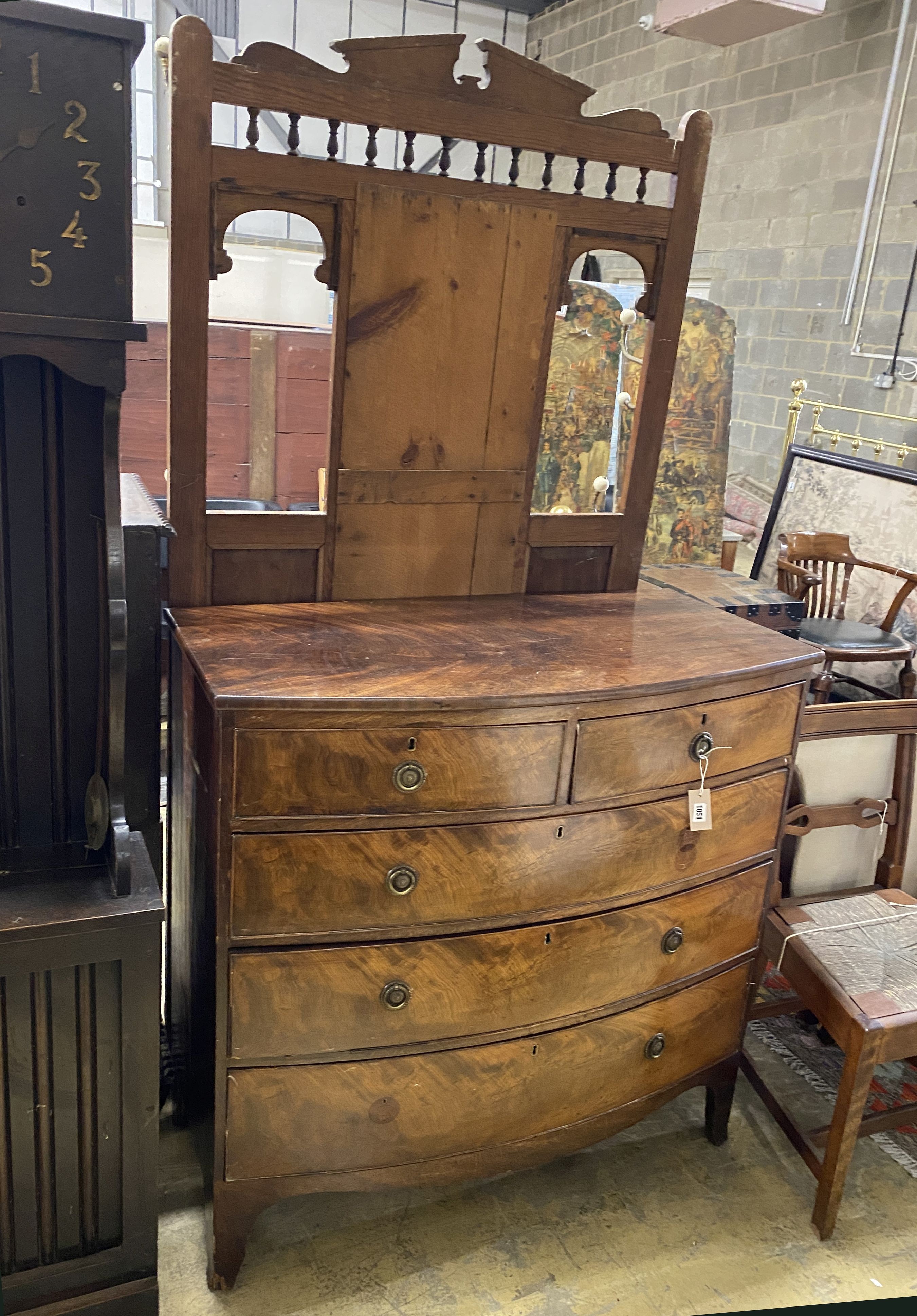 A Regency mahogany bowfront chest, width 105cm, depth 53cm, height 104cm